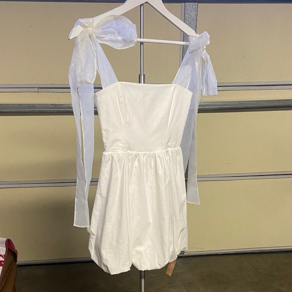 Reformation White Dress with Bow Straps